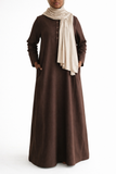 Women's Cocoa Brown Linen Henley Abaya