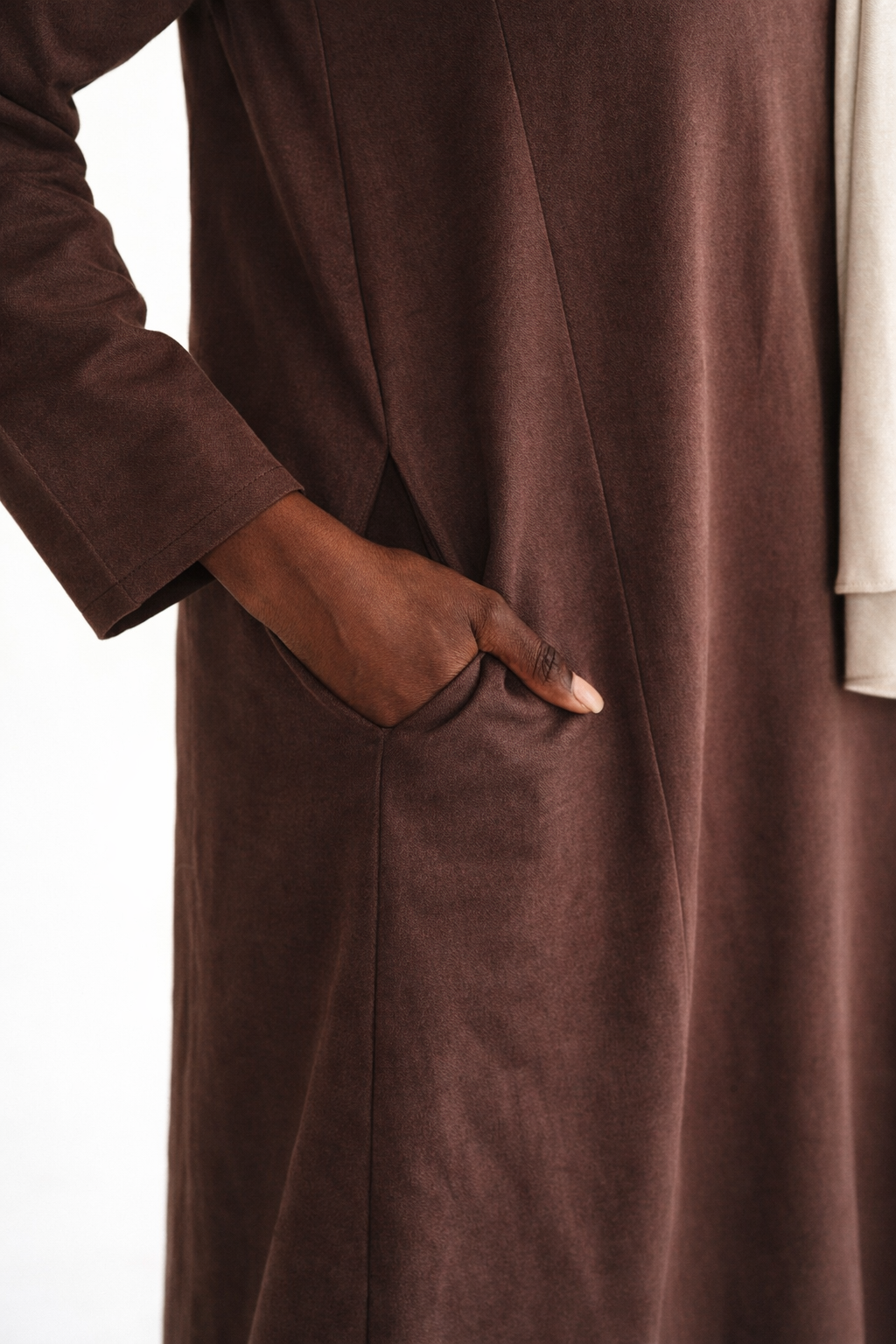 Women's Cocoa Brown Linen Henley Abaya
