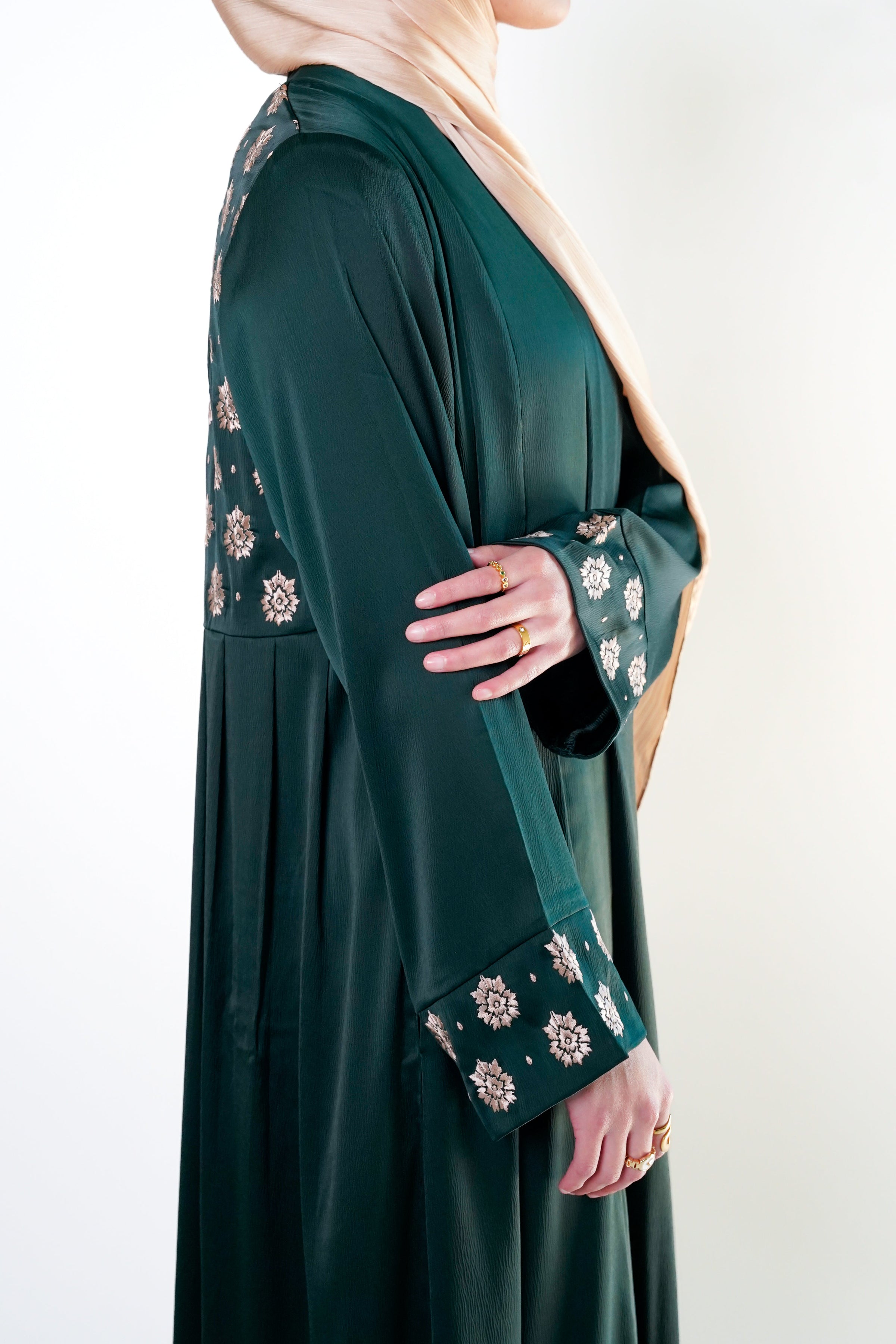 Emerald Green Embroidered Back Kimono