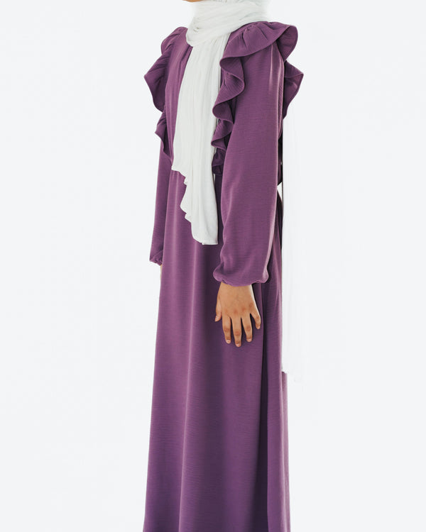 Girl's Dusky Mauve Ruffle Abaya
