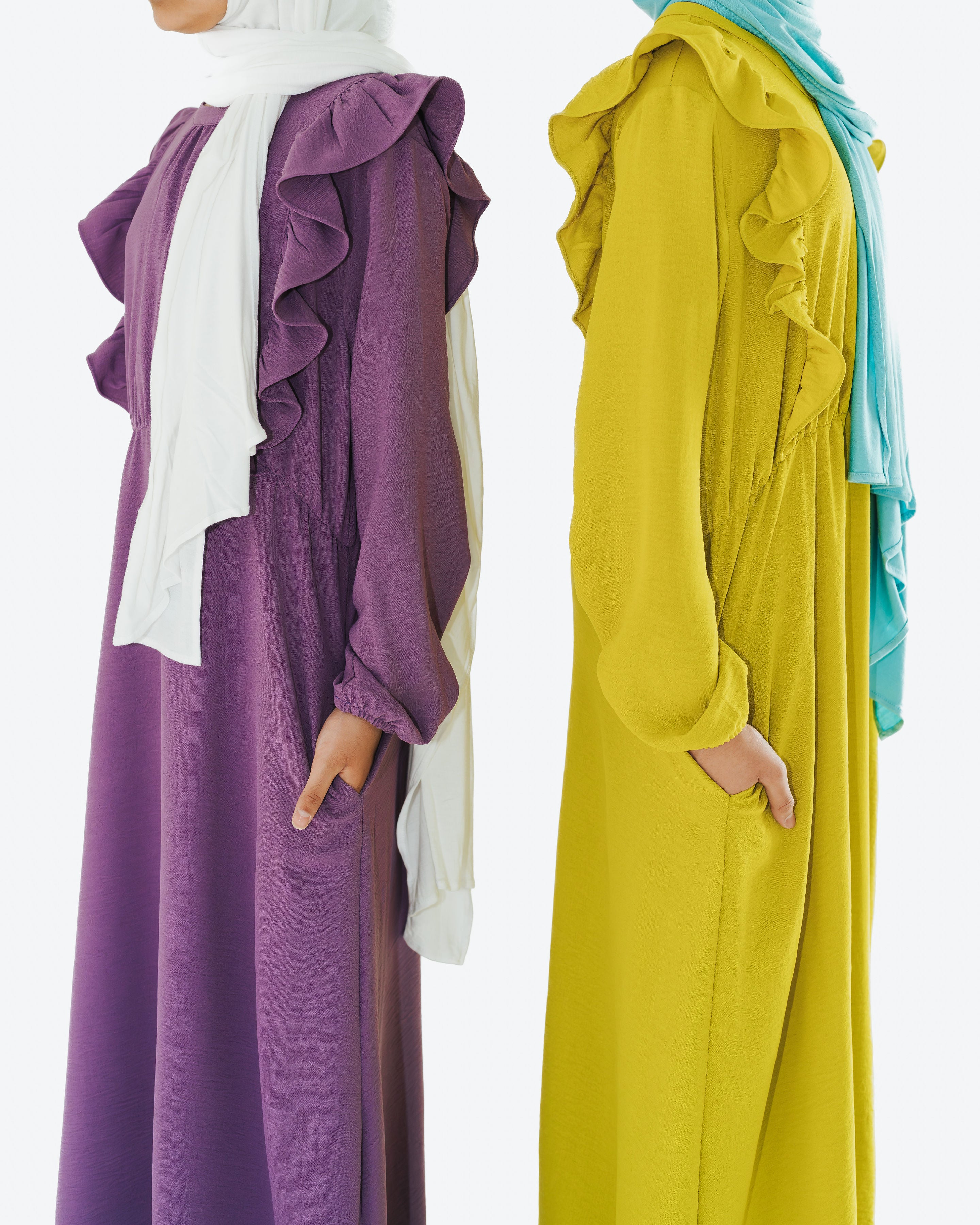 Girl's Dusky Mauve Ruffle Abaya