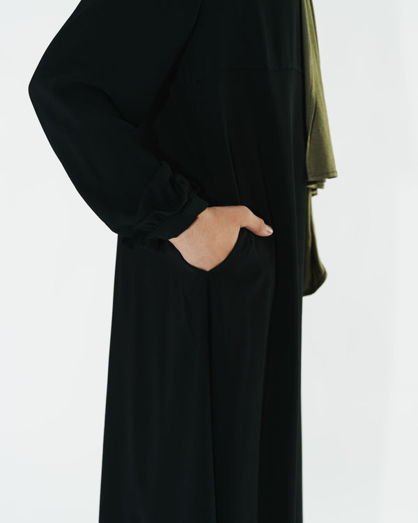 Girl's Black Empire Waist Abaya