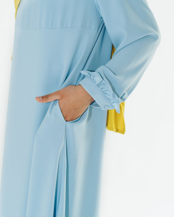 Girl's Sky Blue Empire Waist Abaya