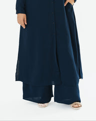 Navy Wide Leg Slip-On Pants