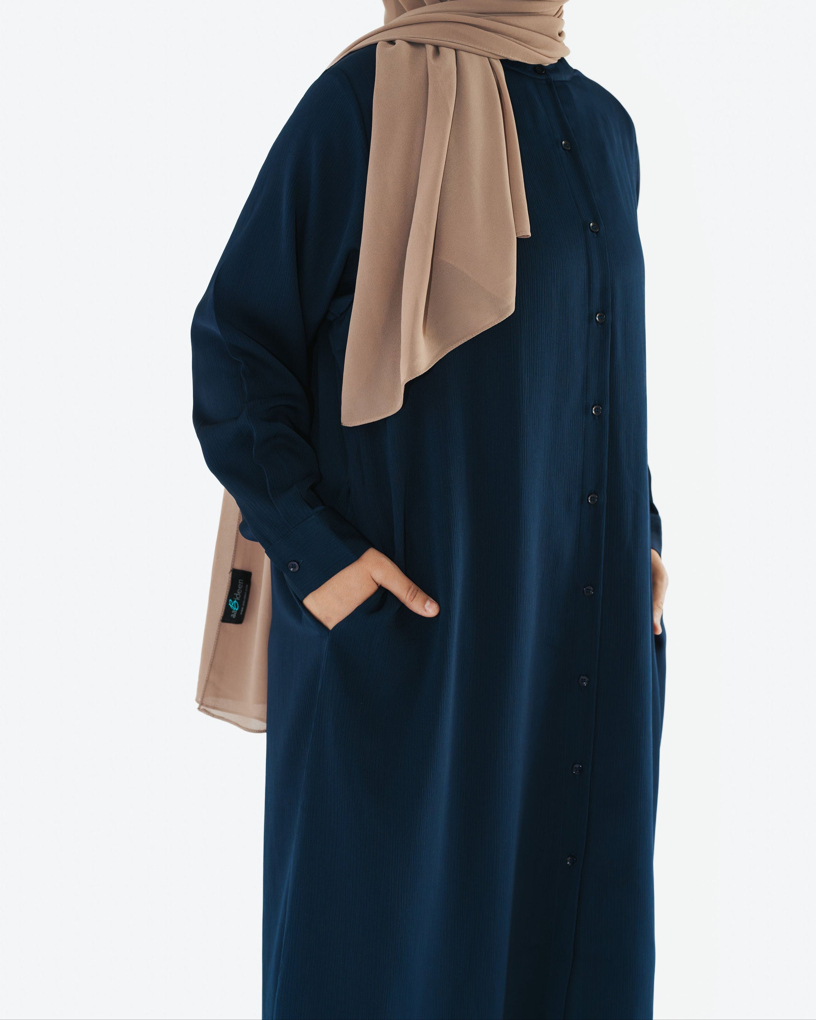 Navy Long Button-Down Tunic