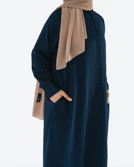 Navy Long Button-Down Tunic