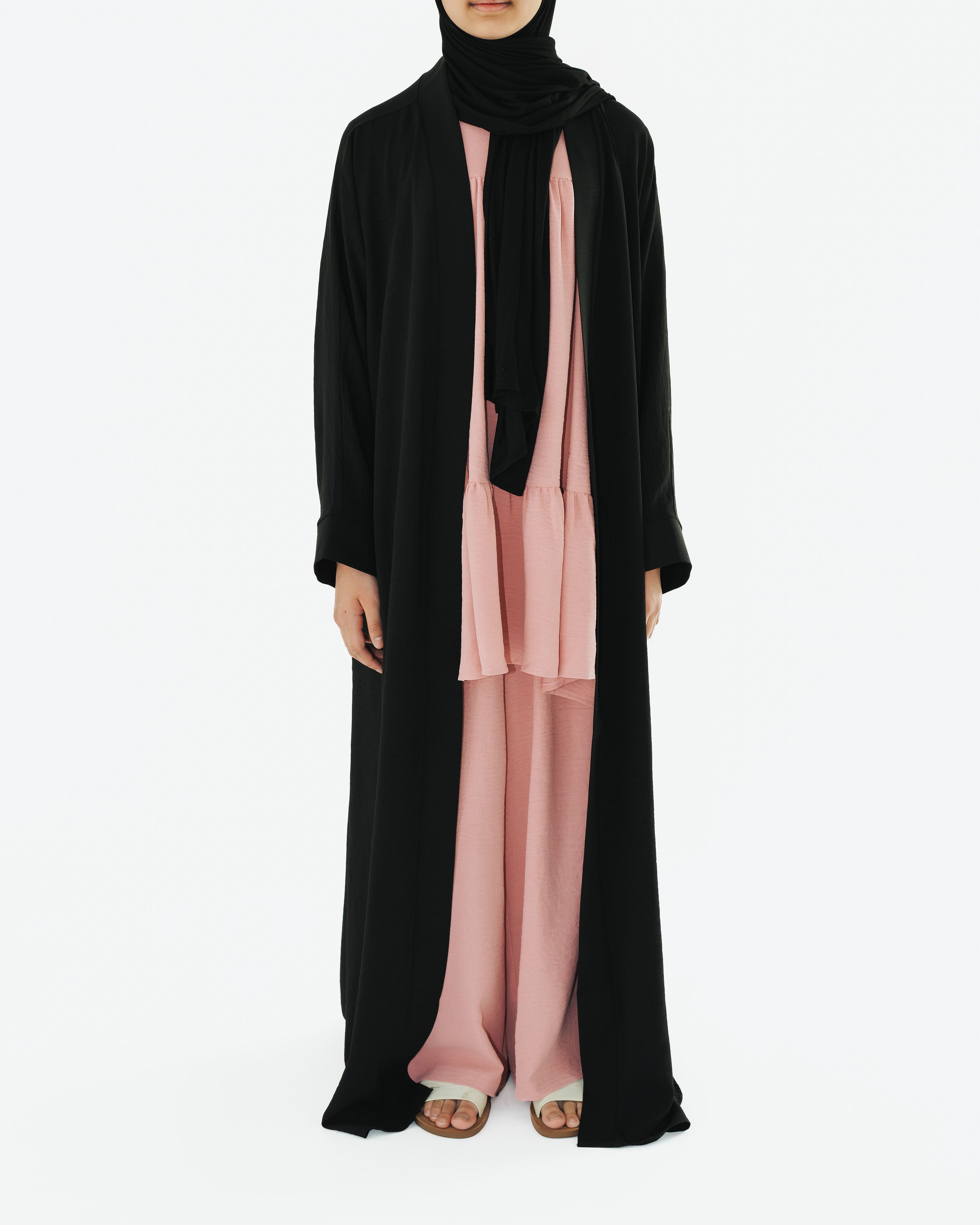 Girl's Black Kimono Abaya