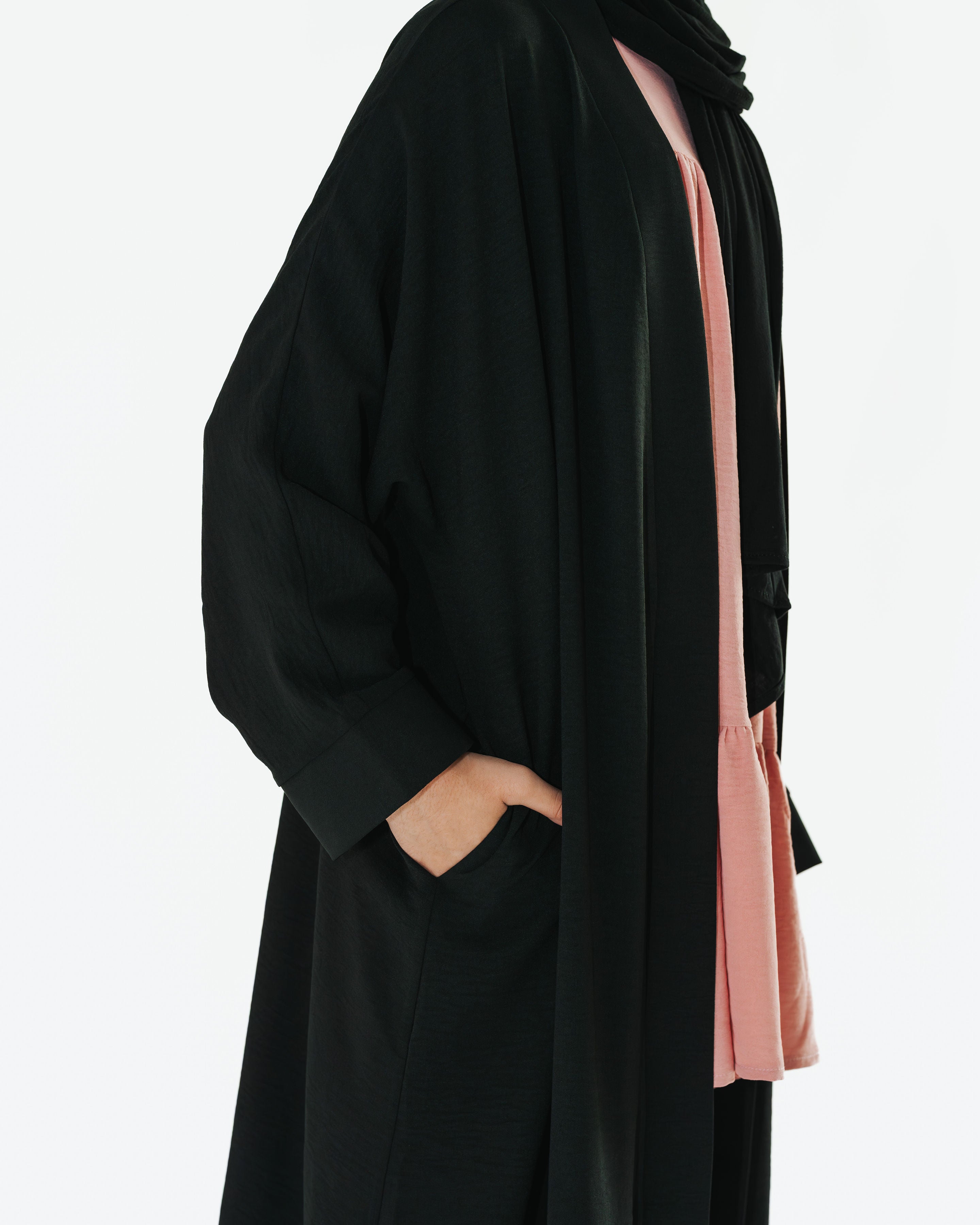 Girl's Black Kimono Abaya