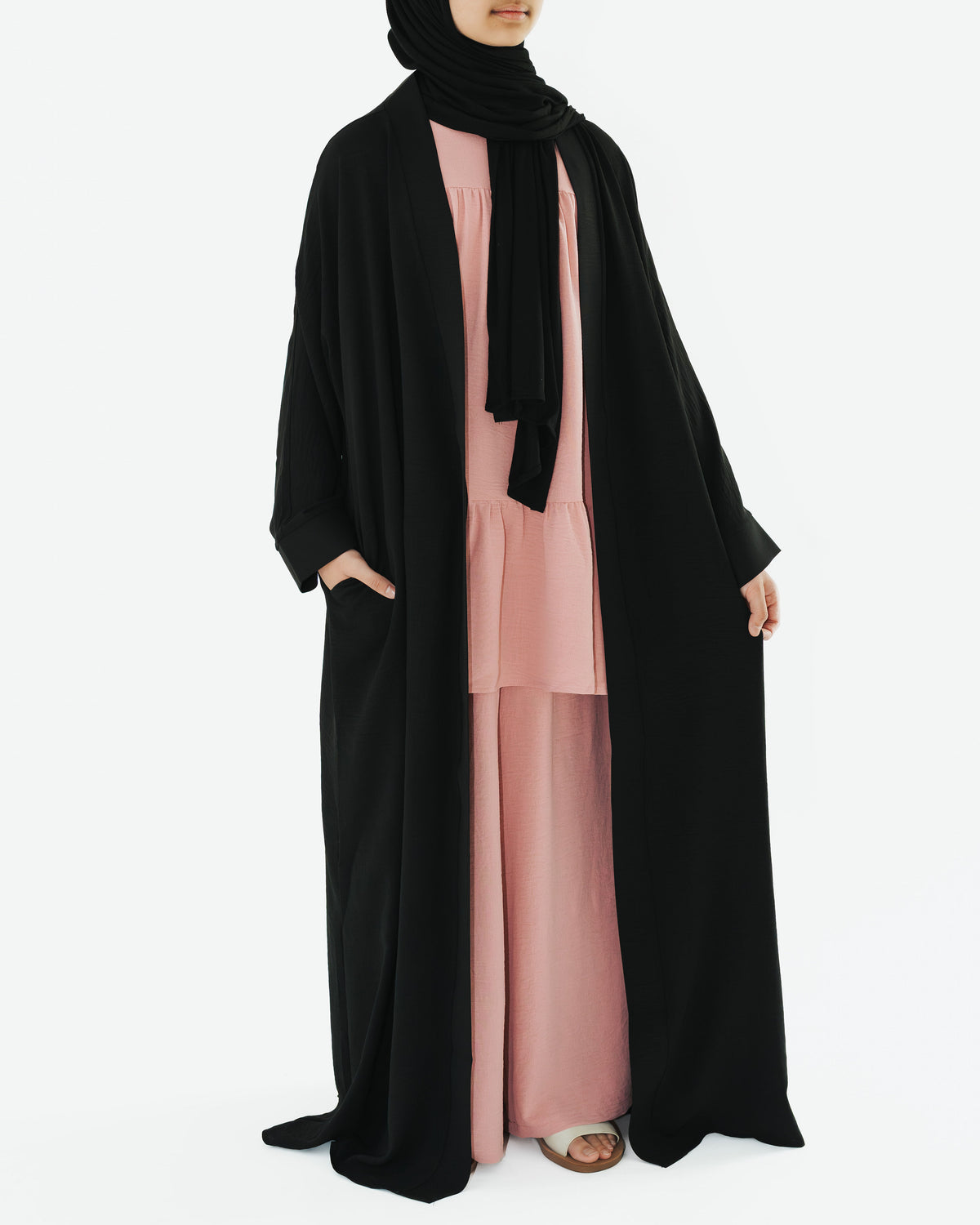 Girl's Black Kimono Abaya