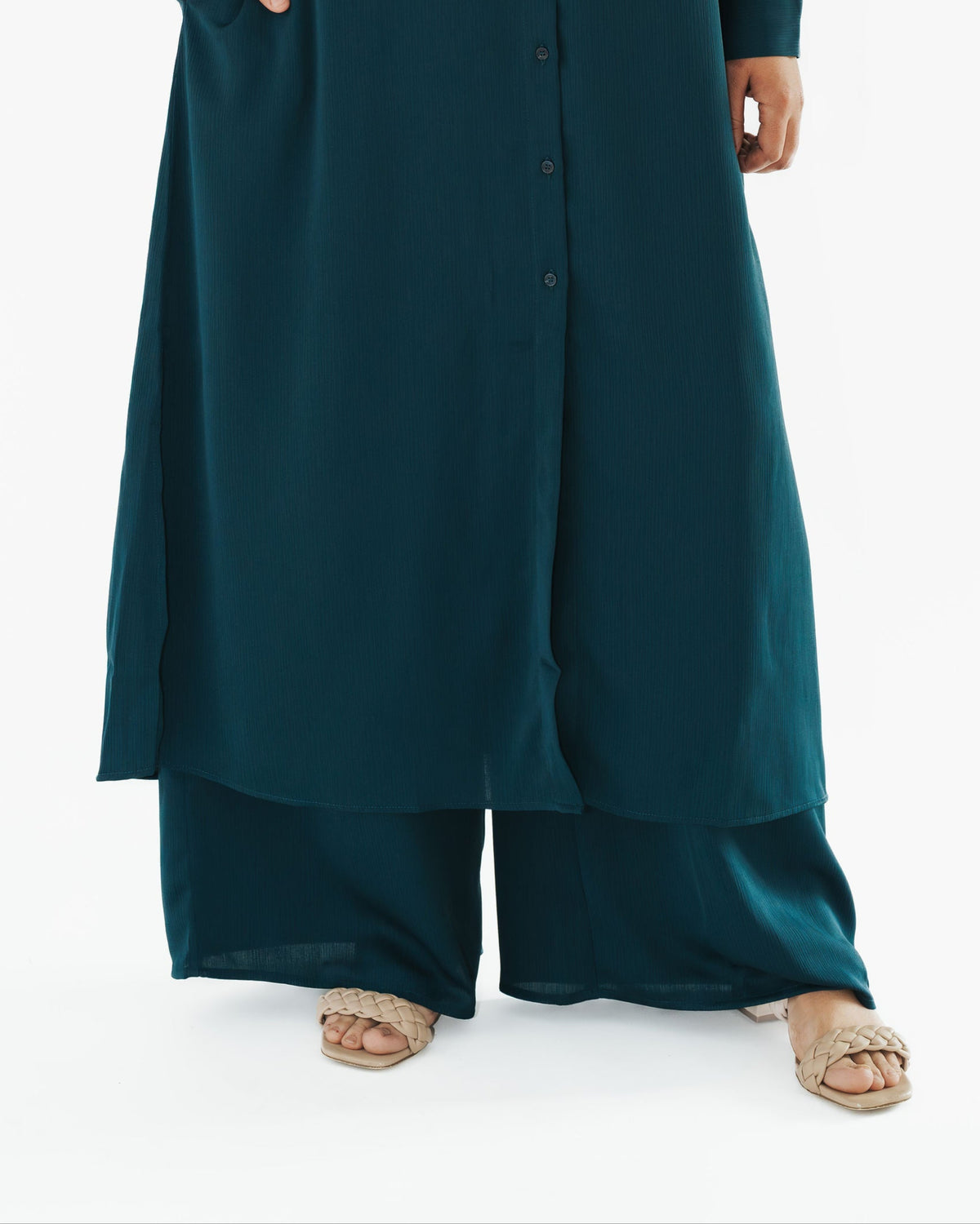 Dark Teal Wide Leg Slip-On Pants