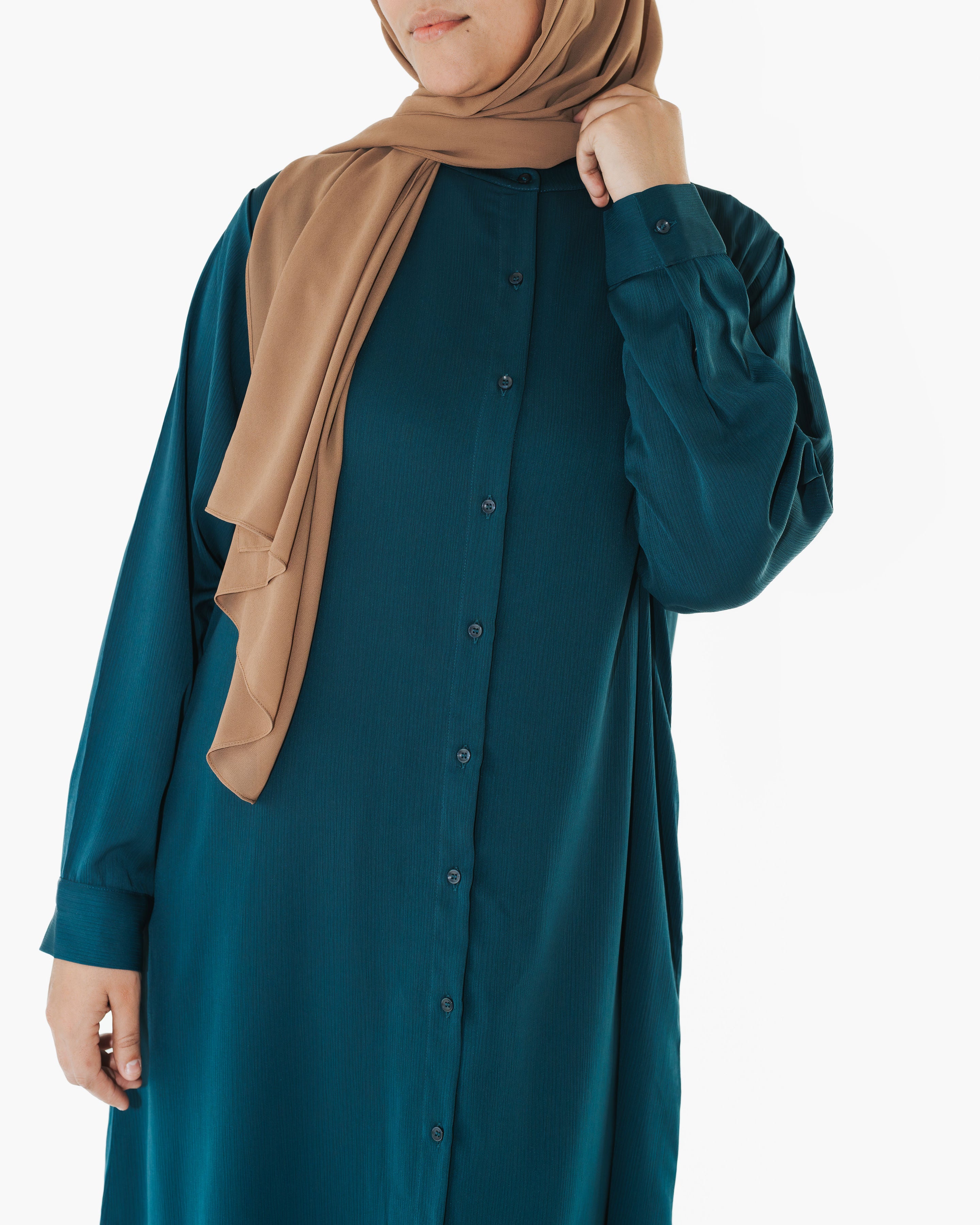 Dark Teal Long Button-Down Tunic