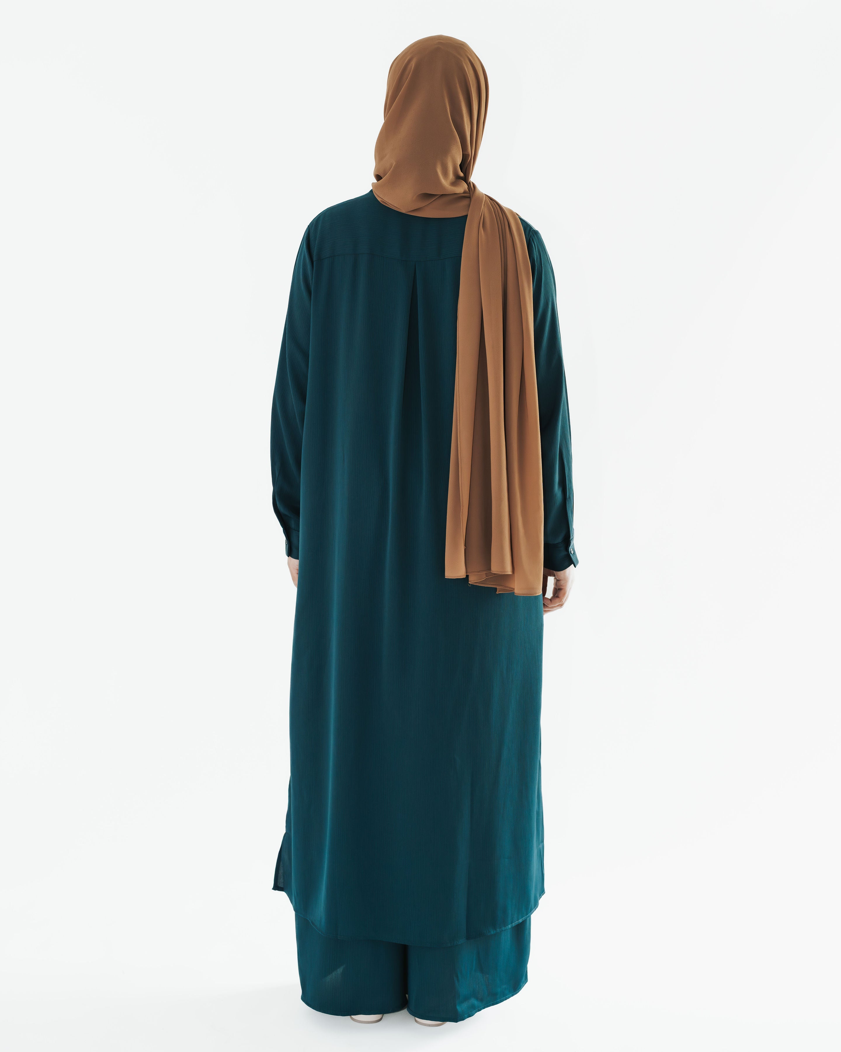 Dark Teal Long Button-Down Tunic