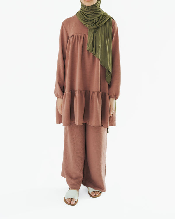 Girl's Biscuit Beige Long Tiered Tunic