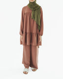 Girl's Biscuit Beige Long Tiered Tunic