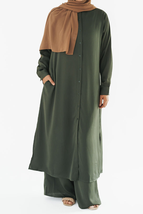 Sage Long Button-Down Tunic