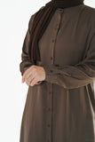 Taupe Long Button-Down Tunic