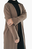 Mocha Ribbed Open Abaya