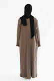 Mocha Ribbed Open Abaya