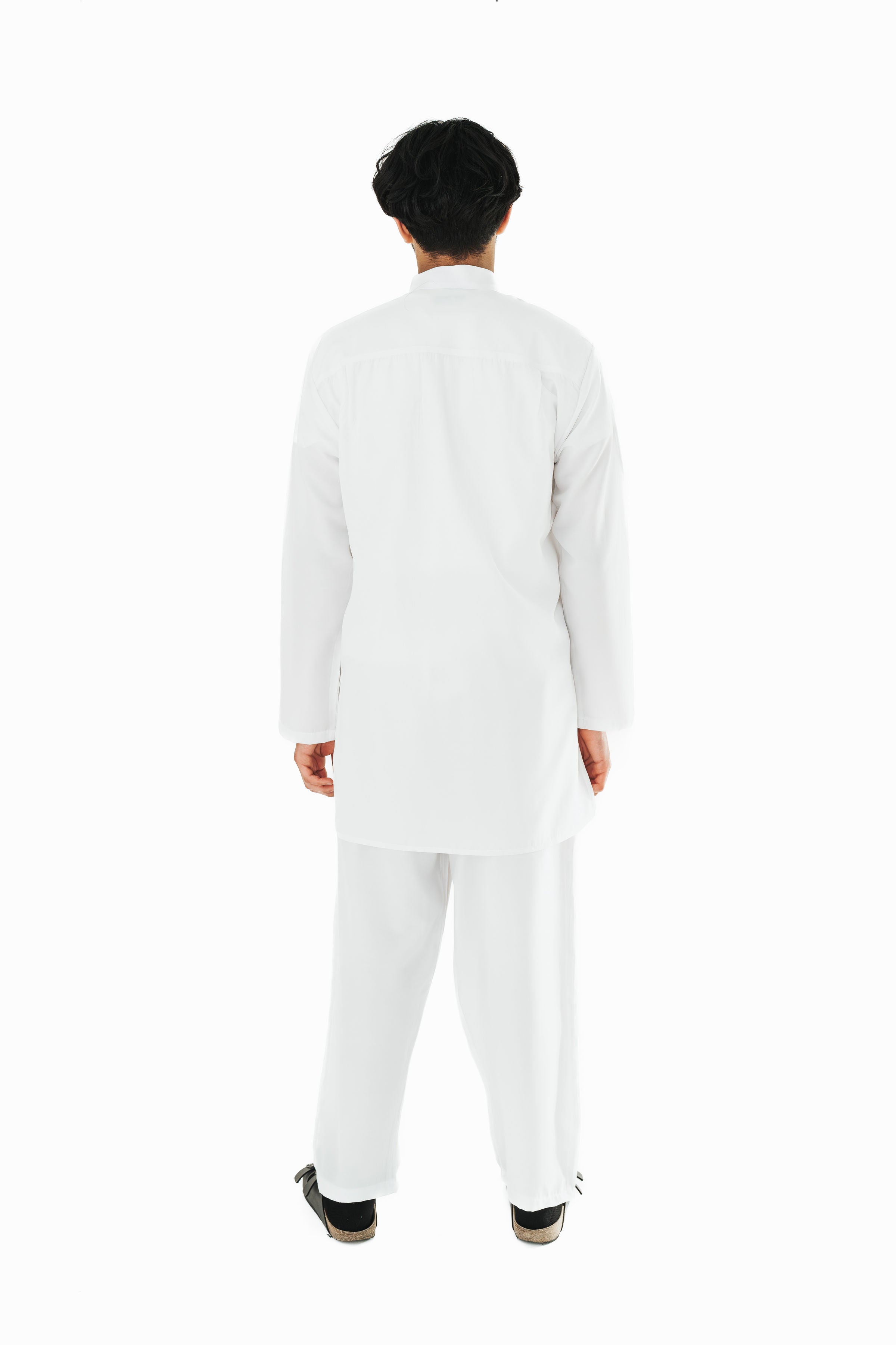 Men's White Band Collar Tunic Shirt