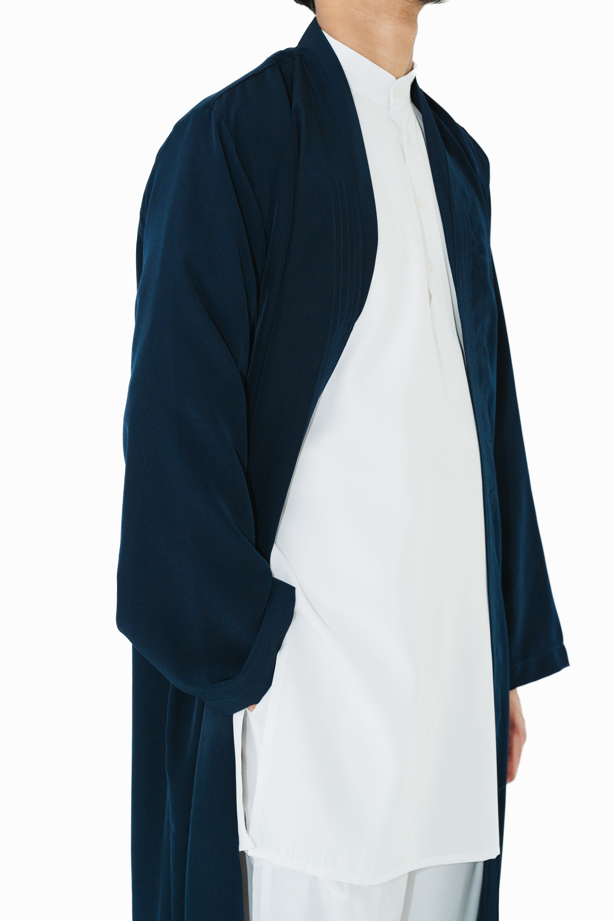 Men's White Band Collar Tunic Shirt