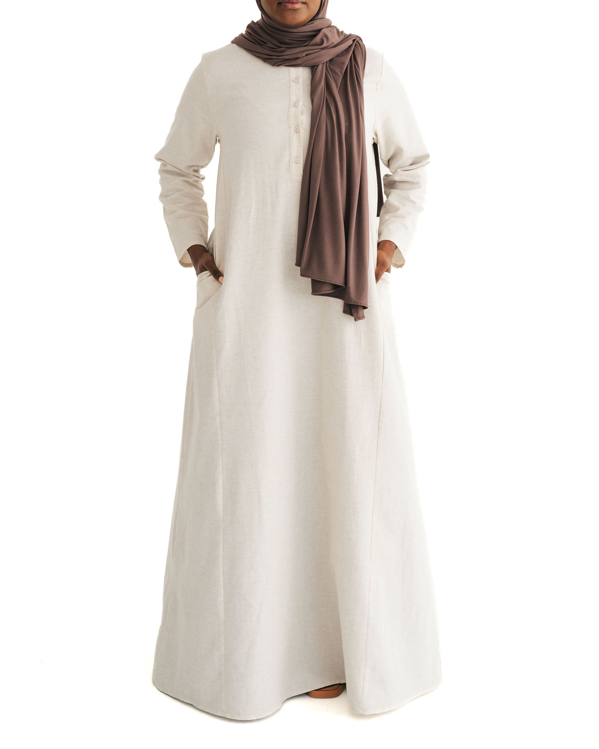 Women's Flax Linen Henley Abaya