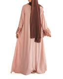 Pink Embroidered Wide Sleeve Abaya