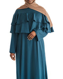 Deep Teal Ruffle Top Formal Abaya