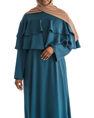Deep Teal Ruffle Top Formal Abaya
