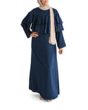 Navy Blue Ruffle Top Formal Abaya
