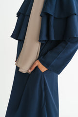 Navy Blue Ruffle Top Formal Abaya