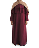 Burgundy Ruffle Top Formal Abaya