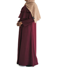 Burgundy Ruffle Top Formal Abaya