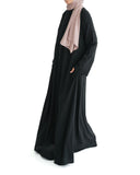 Black Marina Pleated Button Top Abaya