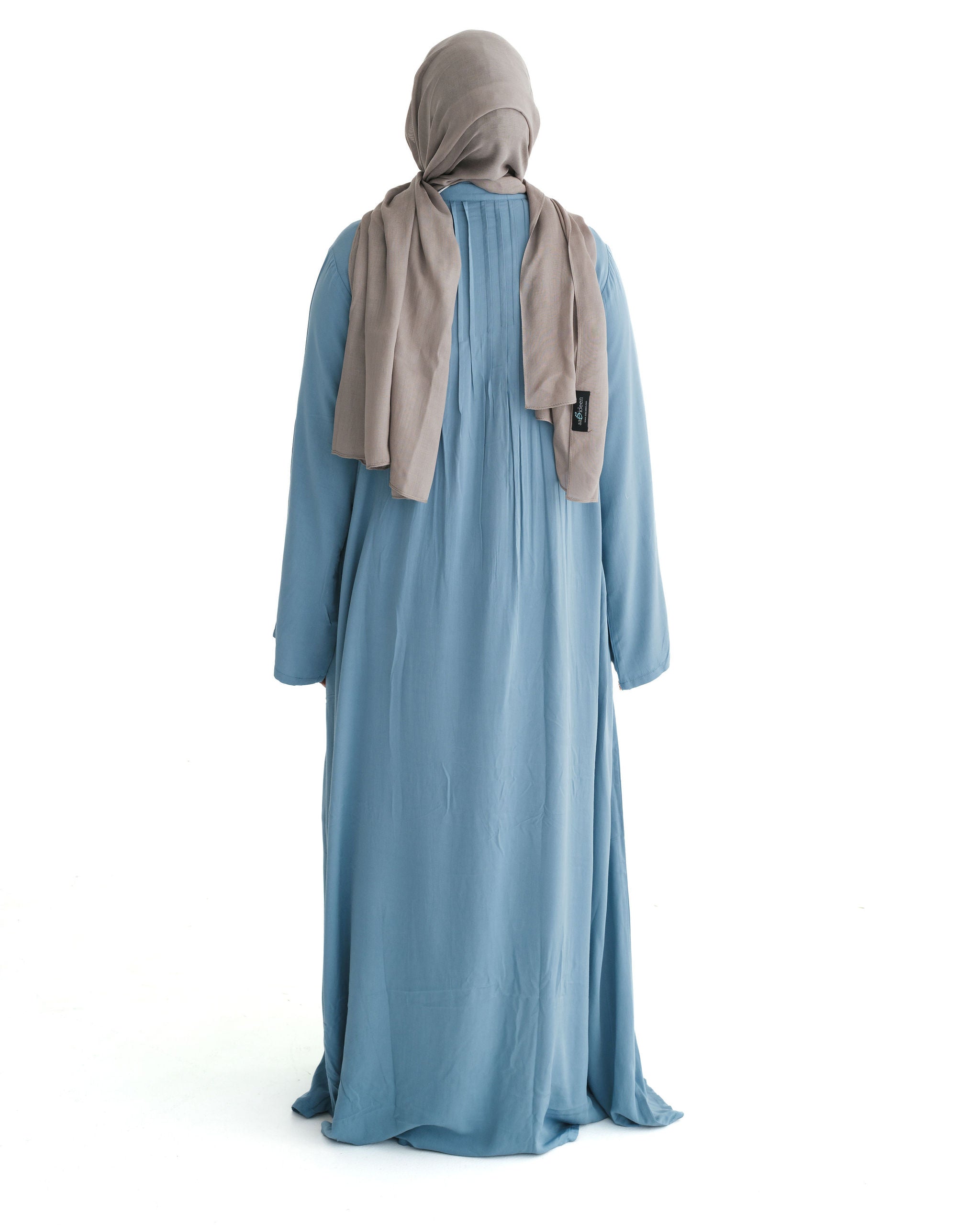 Soft Blue Marina Pleated Button Top Abaya