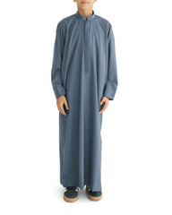 Boy's Slate Blue Geo Embroidered Thobe
