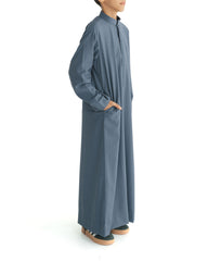 Boy's Slate Blue Geo Embroidered Thobe