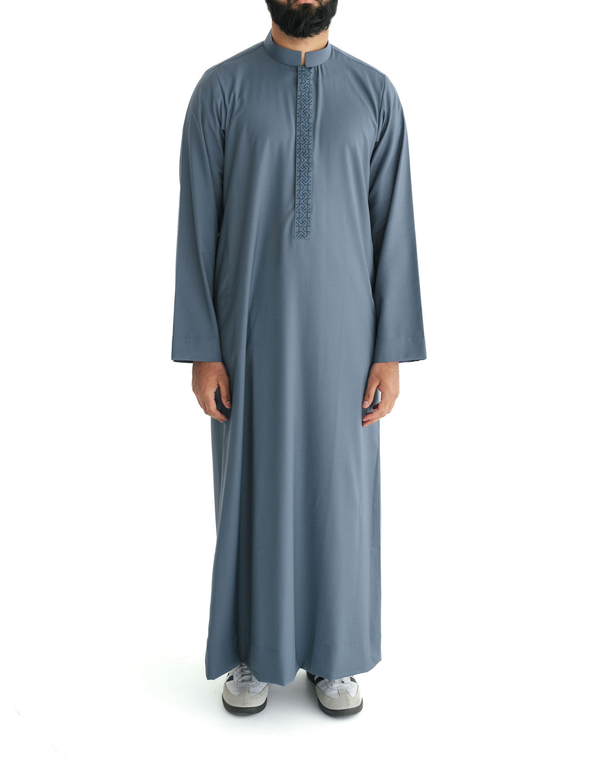 Men's Slate Blue Geo Embroidered Thobe
