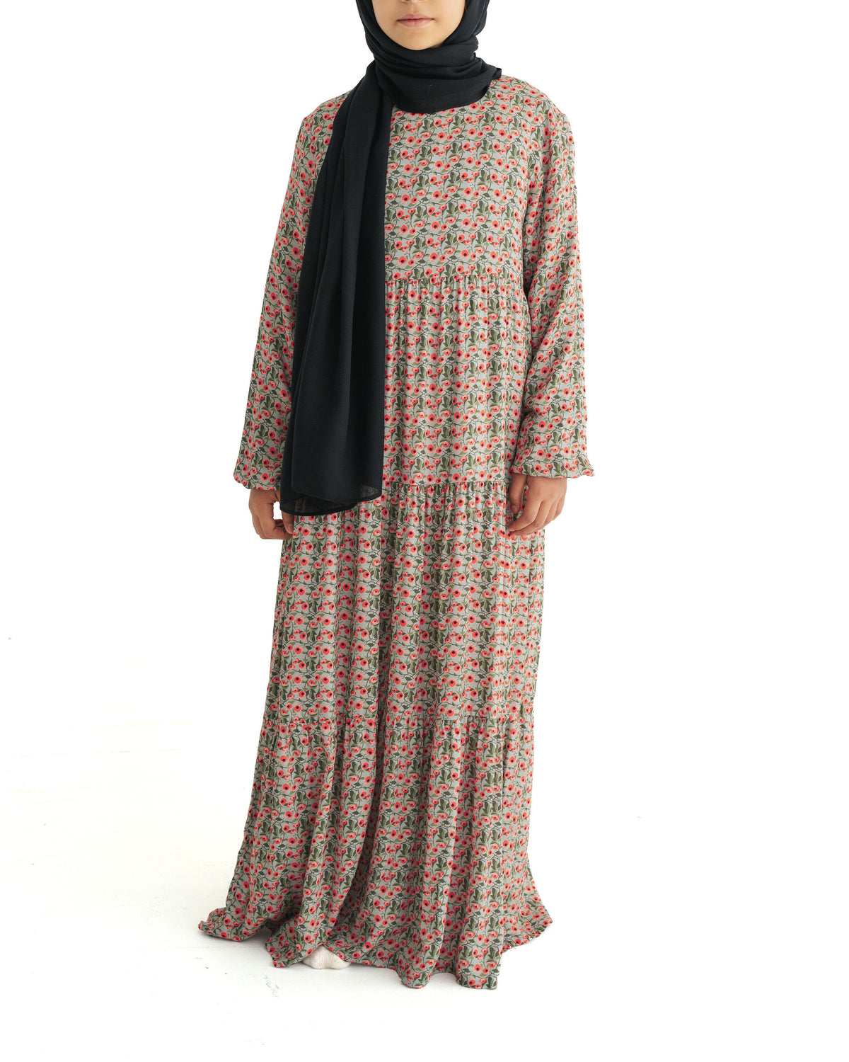 Girl's Poppy Sky Tiered Abaya Dress