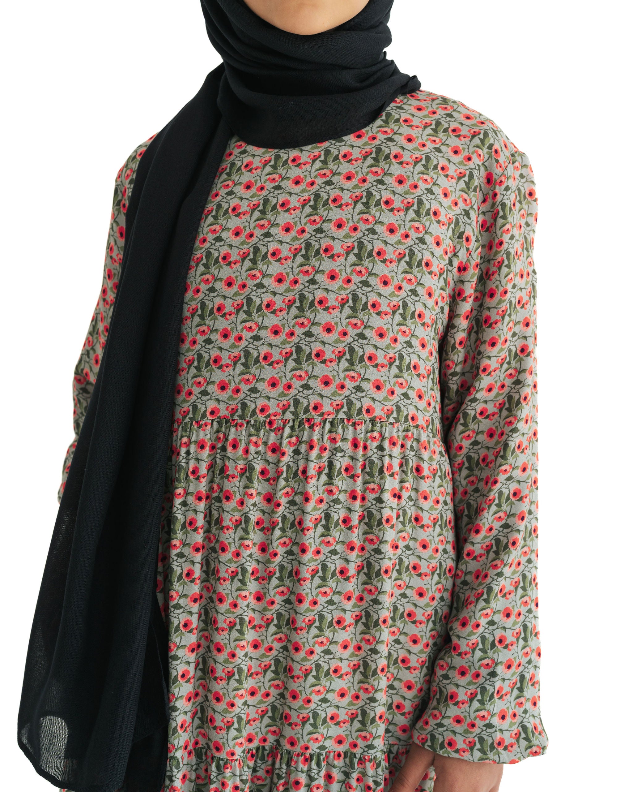 Girl's Poppy Sky Tiered Abaya Dress