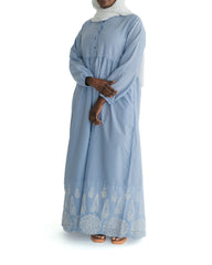 Light Blue Eyelet Maxi Dress Abaya