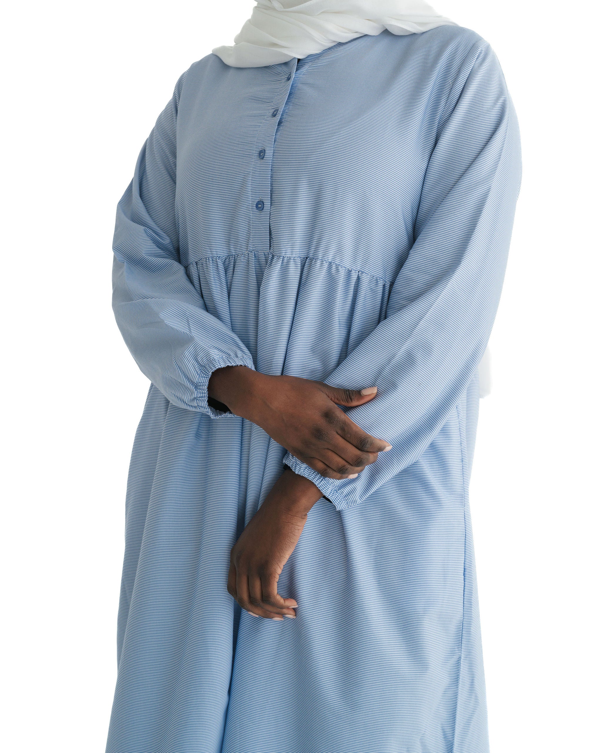 Light Blue Eyelet Maxi Dress Abaya