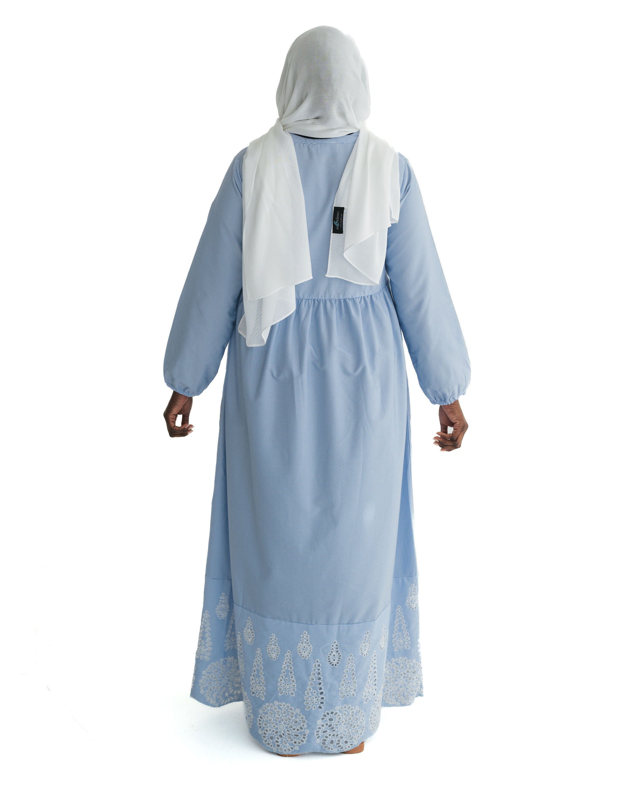 Light Blue Eyelet Maxi Dress Abaya