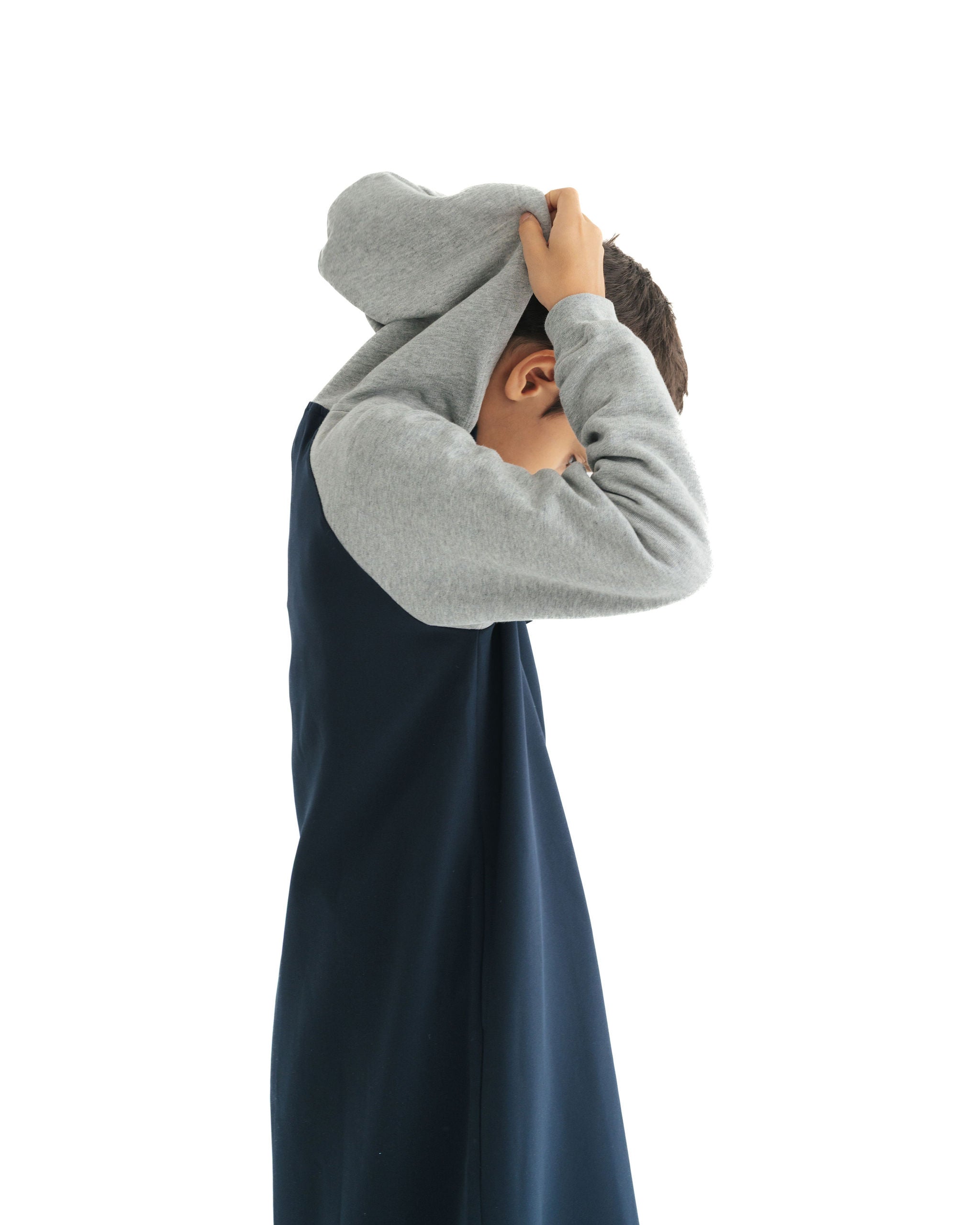 Boy's Navy Blue & Grey Hoodie Thobe