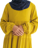 Girls Sunshine Yellow Tiered Abaya