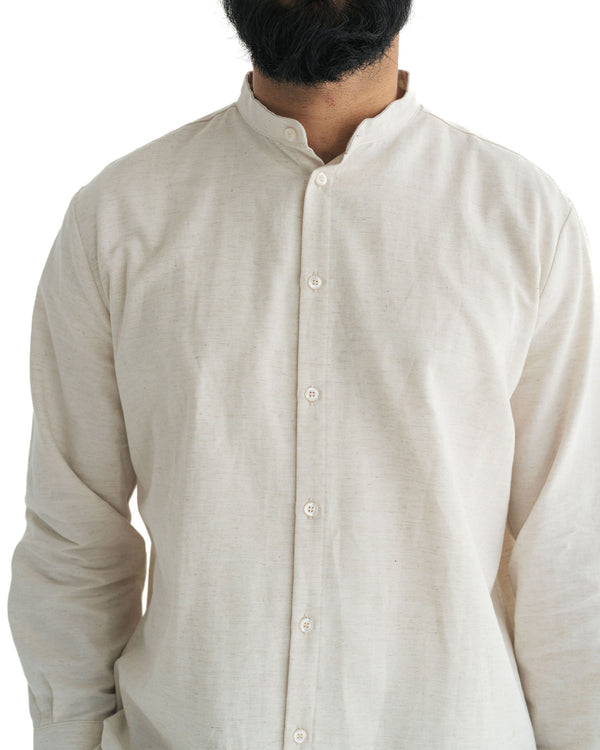 Men's Flax Linen Button Down Tunic Shirt