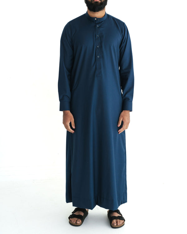 Men's Ink Blue Check Cuff Thobe