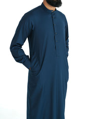 Men's Ink Blue Check Cuff Thobe