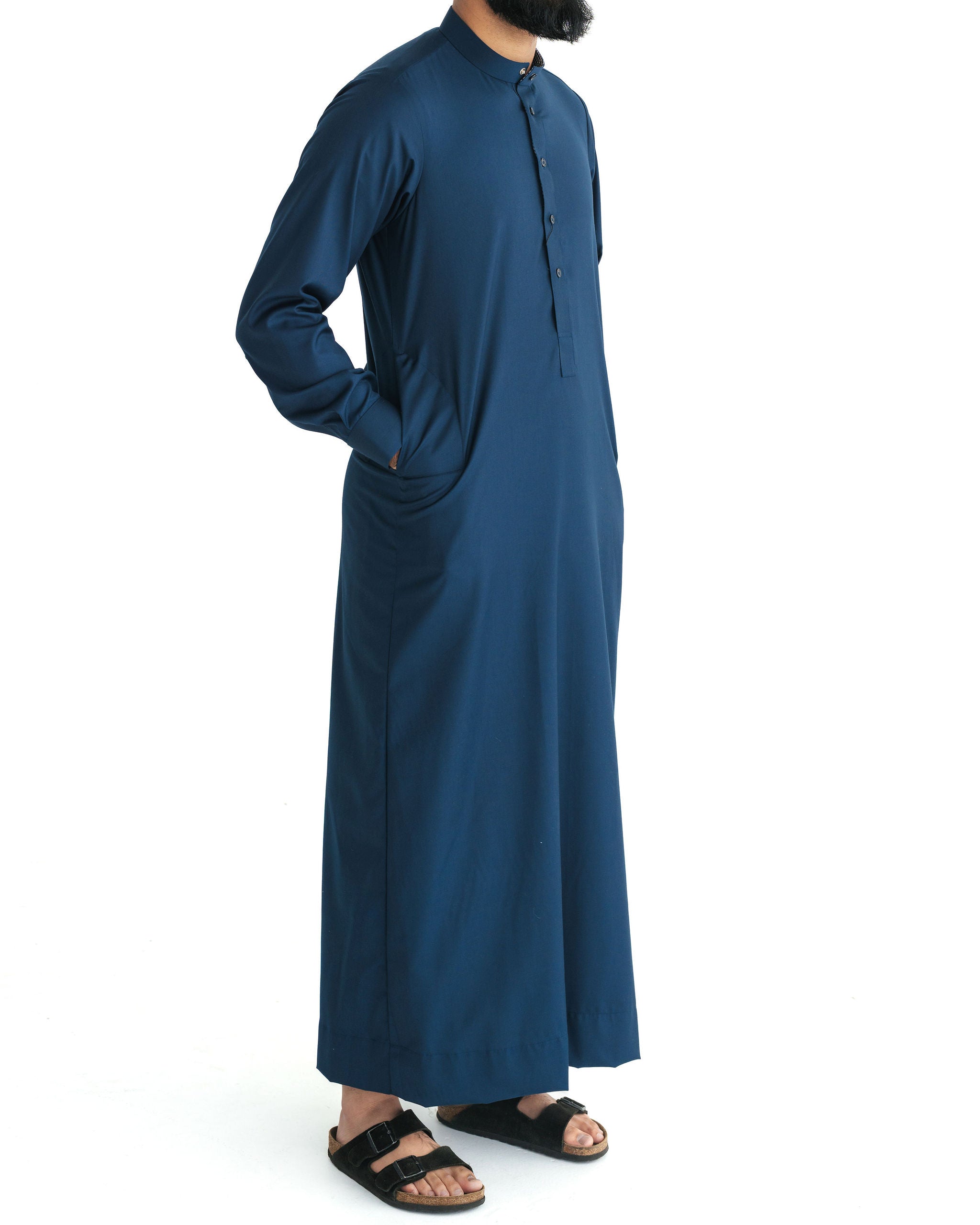 Men's Ink Blue Check Cuff Thobe