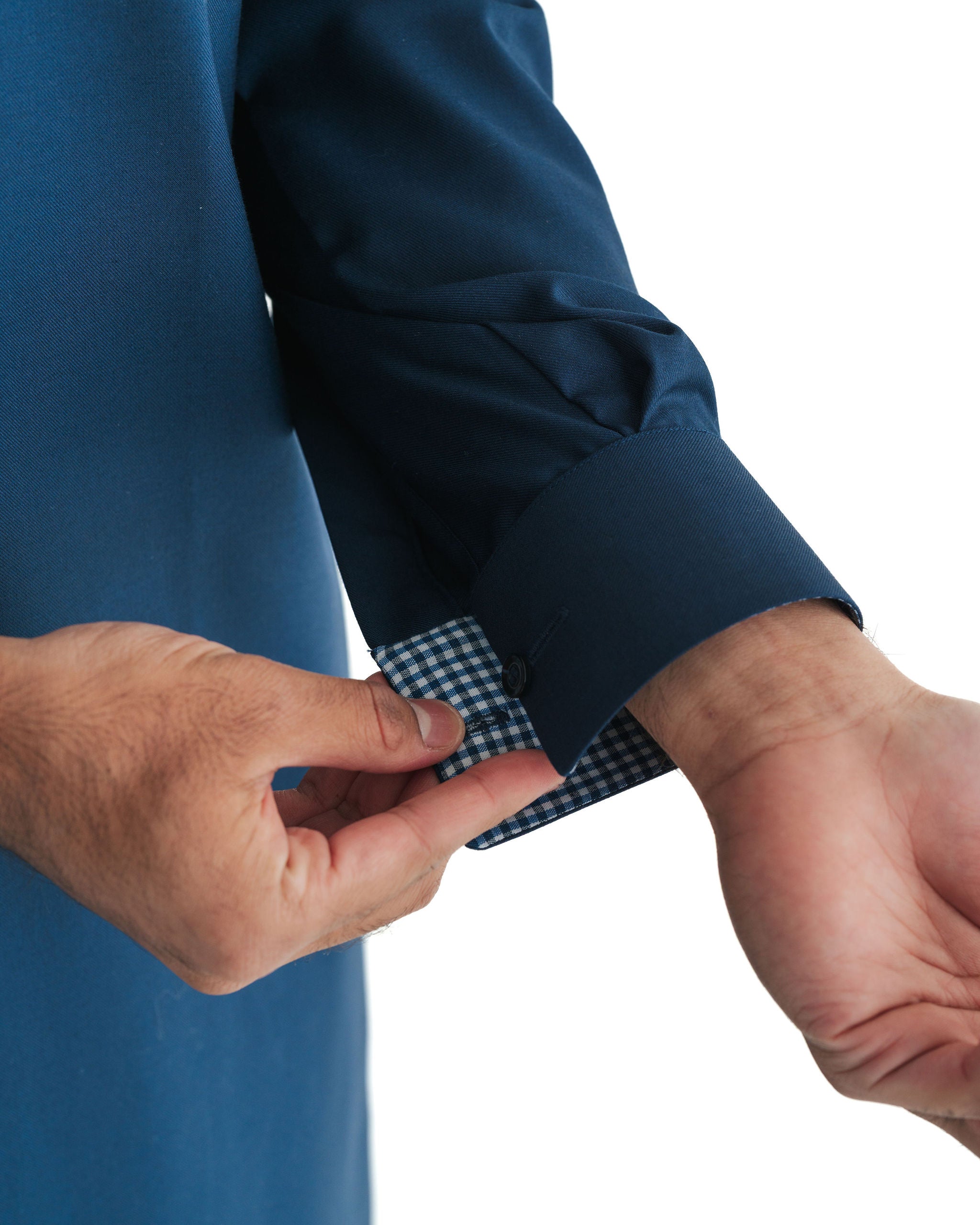 Men's Ink Blue Check Cuff Thobe