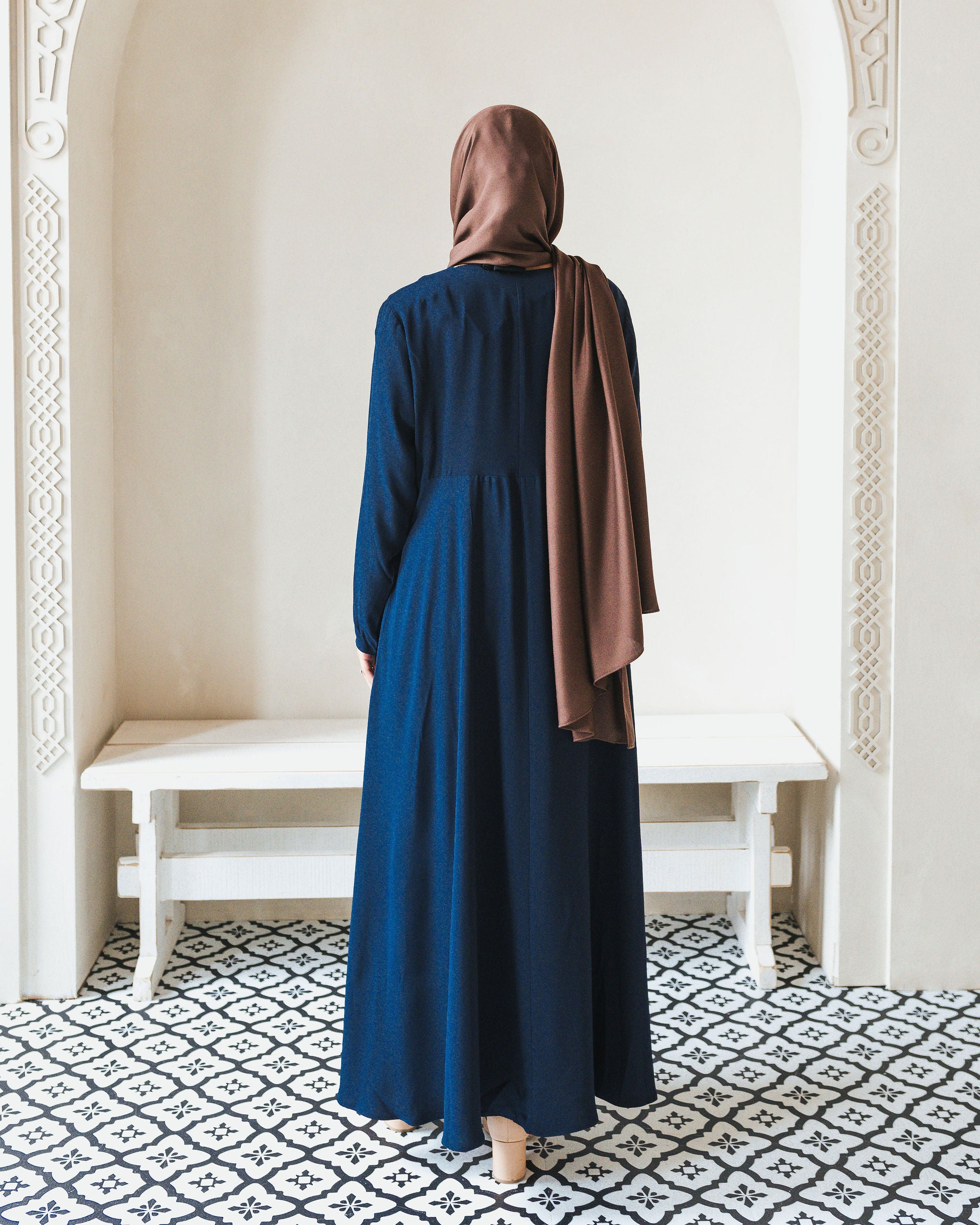 Midnight Blue Empire Zip Abaya